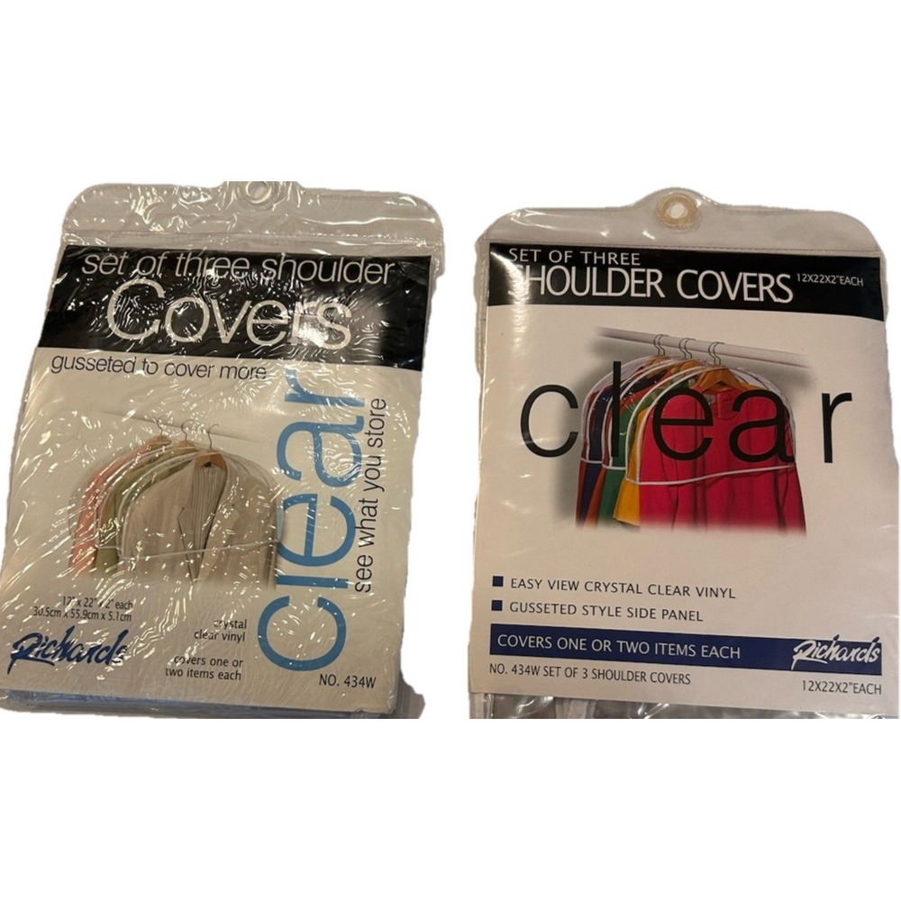 Shoulder Covers Clear 2-Sets of 3 Garment Protectors Closet Storage Clear - Picture 2 of 7